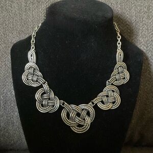 Silver knot metal base necklace adjustable extension lobster clasp antique look